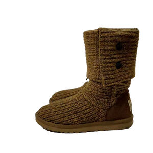 UGG Cardy Knit Sweater Winter Boots Size 9 Brown Multi Color